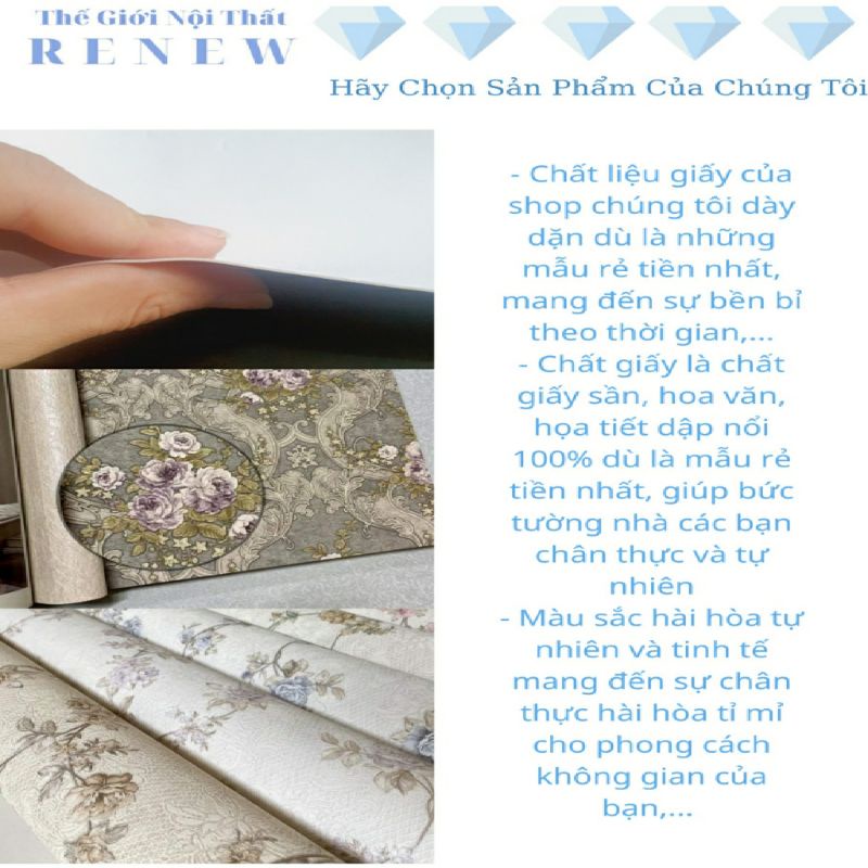 Giấy dán tường siêu rẻ (9m*54cm), giấy dày dặn, chống ẩm (Ảnh video thực tế- Hàng xả kho siêu rẻ)