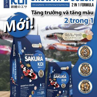 Thức Ăn Cá Koi Sakura Tăng Trưởng và Tăng Màu 1,25Kg – 6,25Kg – Hạt Nổi