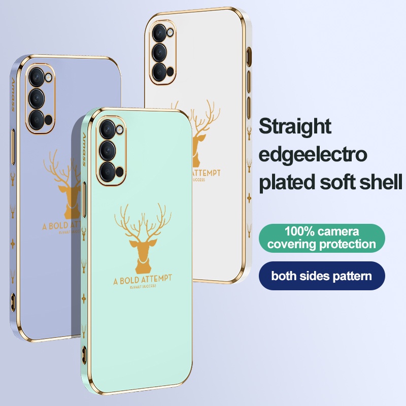 Ốp Điện Thoại Mạ Hình Đầu Hươu Cho Oppo Reno4 (5G) Reno4pro (5G) Reno 4 (5G) Reno 4 pro (5G)