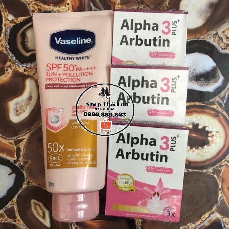 [HÀNG AUTH] Combo dương thể Vaseline 50x kết hợp alpha arbutin