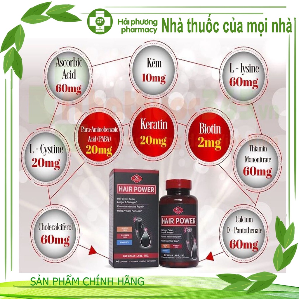 Chống rụng tóc chống hói, kích thích mọc tóc Hair Power Olympian Labs hộp 40 viên