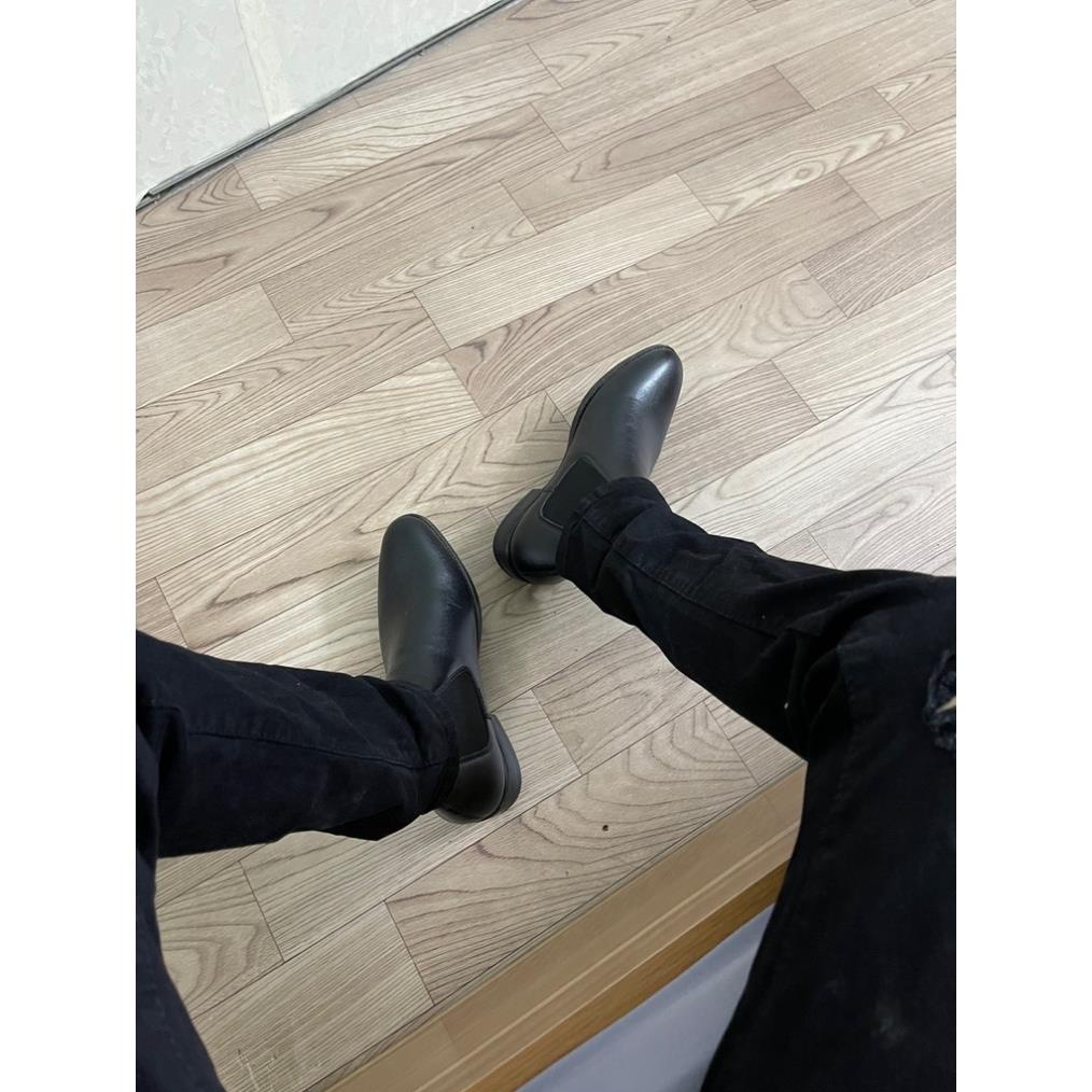 . Chelsea boots đen siêu đẹp - Giày cao cổ nam siêu đẹp đế cao su - giày boot nam cao cổ đế cao su non êm chân ;'