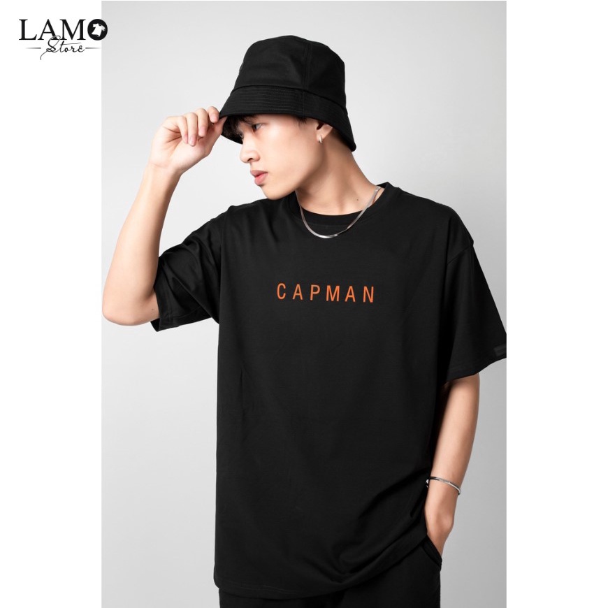 Áo thun nam nữ tay lỡ unisex form rộng CAPMAN Hàn Quốc Siêu Đẹp Lamo store