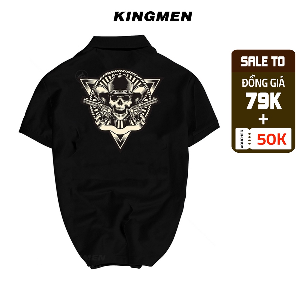 Áo thun nam polo Kingmen tay ngắn cổ tròn, vải cá sấu xuất xịn in Gankplank PL56
