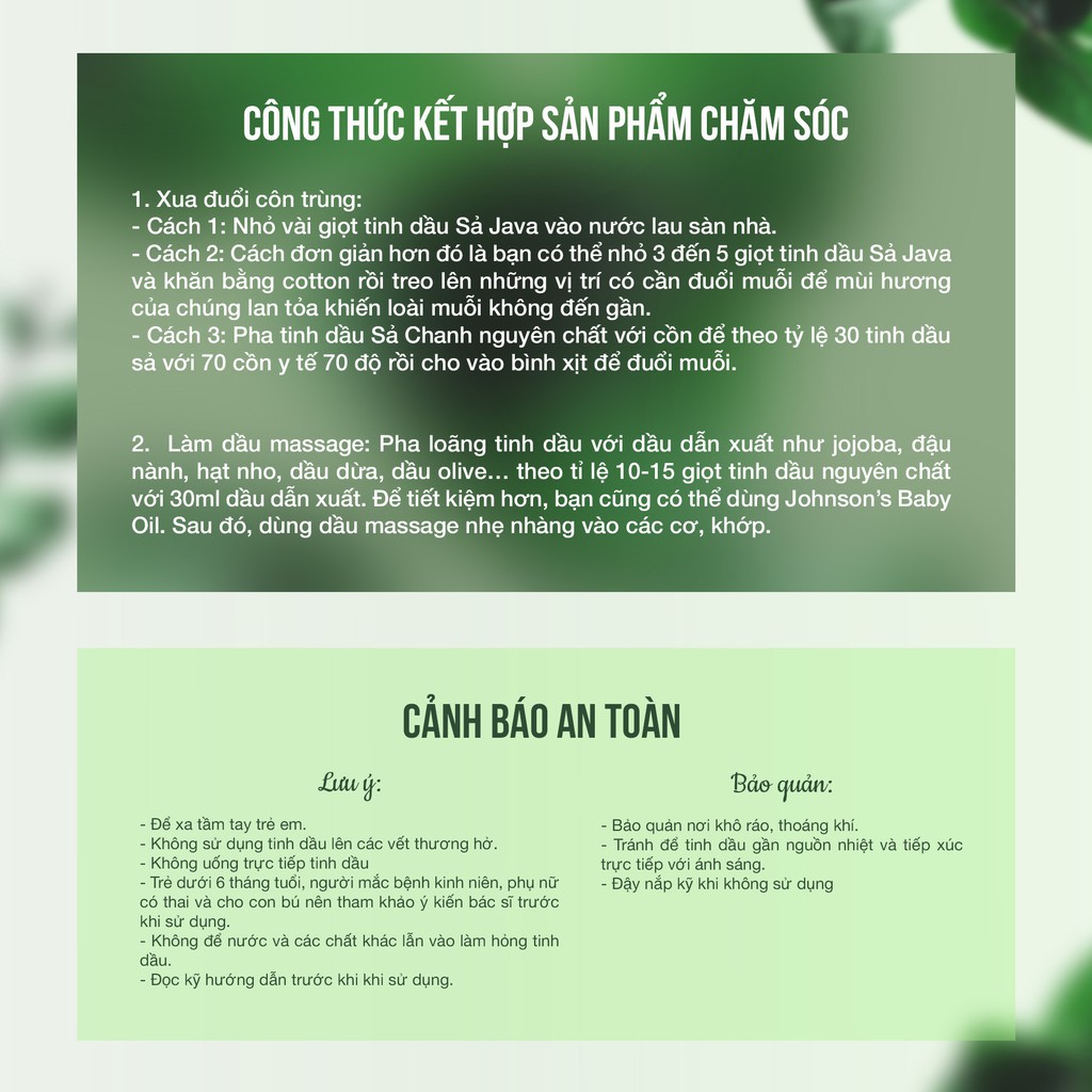 Tinh Dầu Sả Chanh Lemongrass Code Deco Nguyên Chất Giúp Khử Mùi, Thơm Phòng, Đuổi Và Diệt Muỗi 10ml