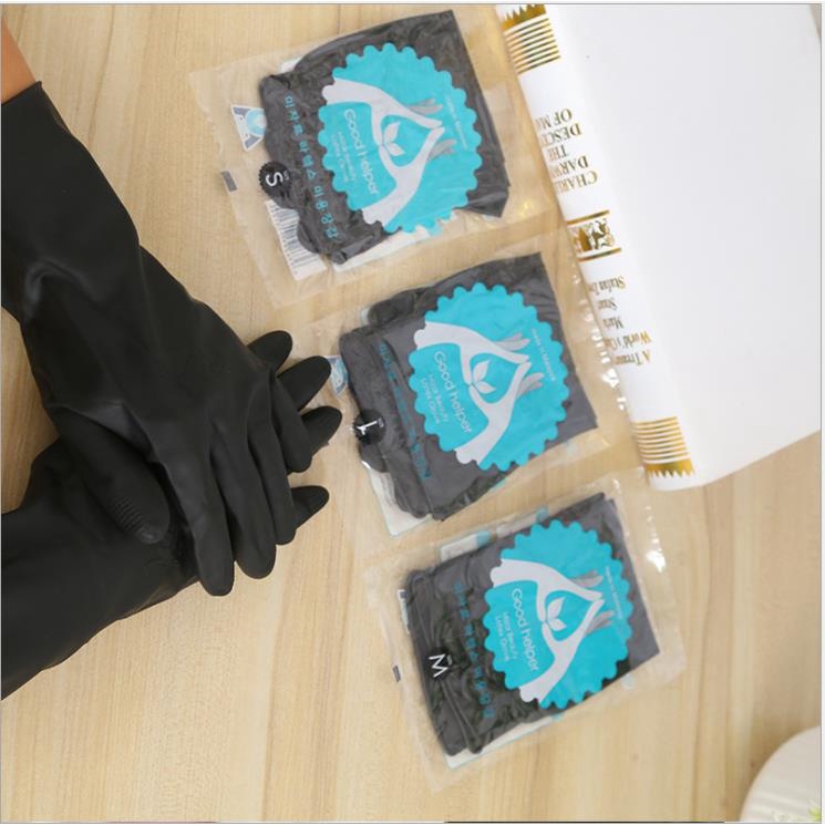 Hàng Có Sẵn Găng Tay Cao Su Latex Màu Đen Phong Cách Hàn Quốc Ngăn Chặn Hóa Học Chuyên Dụng Nhuộm Tóc Tại Nhà / Salon