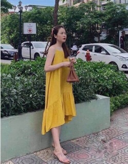 váy 2 dây đuôi cá cạt bèo chất đũi