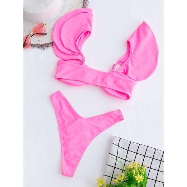 [BKN1063] &lt;ÂU&gt; SET BIKINI HỒNG BABY CÁNH TIÊN NÚT NGỰC