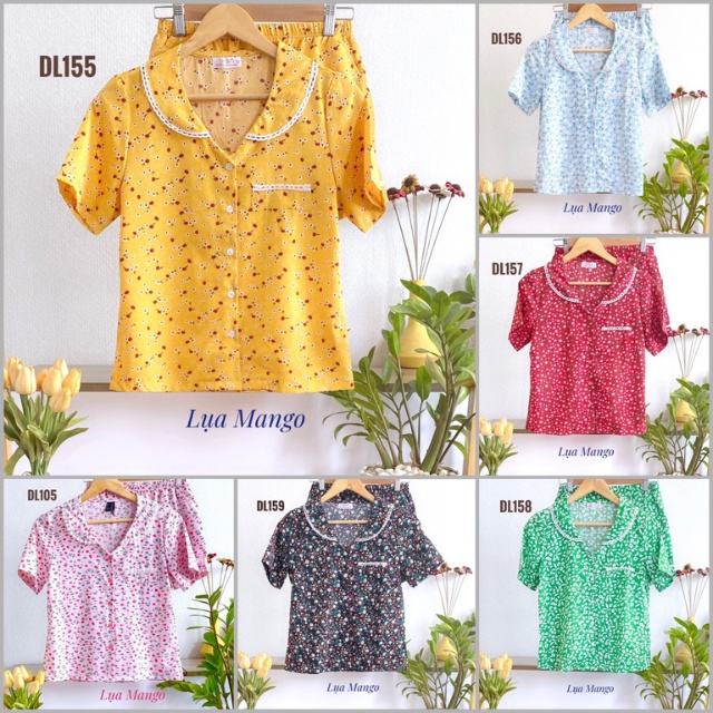 Đồ Bộ Nữ Mặc Nhà LUCKY Ngắn Pijama Cổ Sen Xinh Xắn Vải Mềm Mát