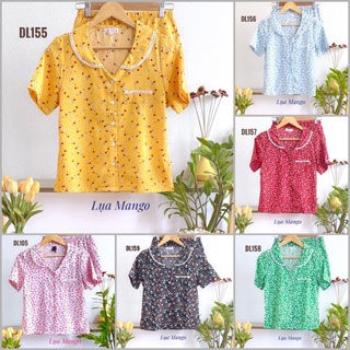 Đồ Bộ Nữ Mặc Nhà LUCKY Ngắn Pijama Cổ Sen Xinh Xắn Vải Mềm Mát