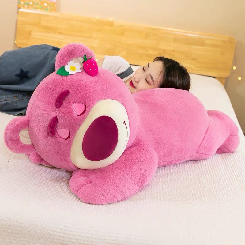 GẤU BÔNG LOTSO DÂU NẰM NGỦ [Hàng Sẵn] ĐÁNG YÊU, CÓ BỘ CHĂN MỀN 1M1X1M6 VĂN PHÒNG SIZE 60CM, DU LỊCH