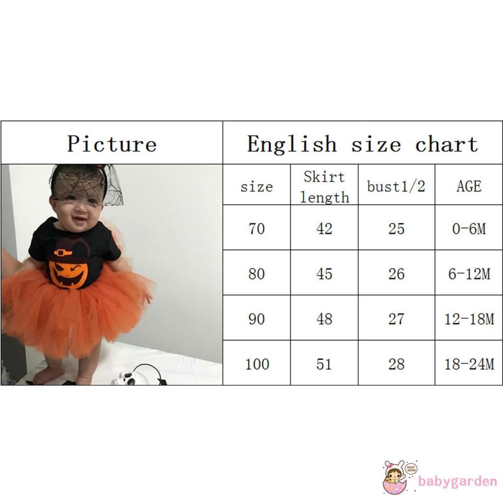 Đầm Tutu Phối Lưới Tay Ngắn In Họa Tiết Bí Ngô Phong Cách Halloween Cho Bé Gái 0-24 Tháng Tuổi
