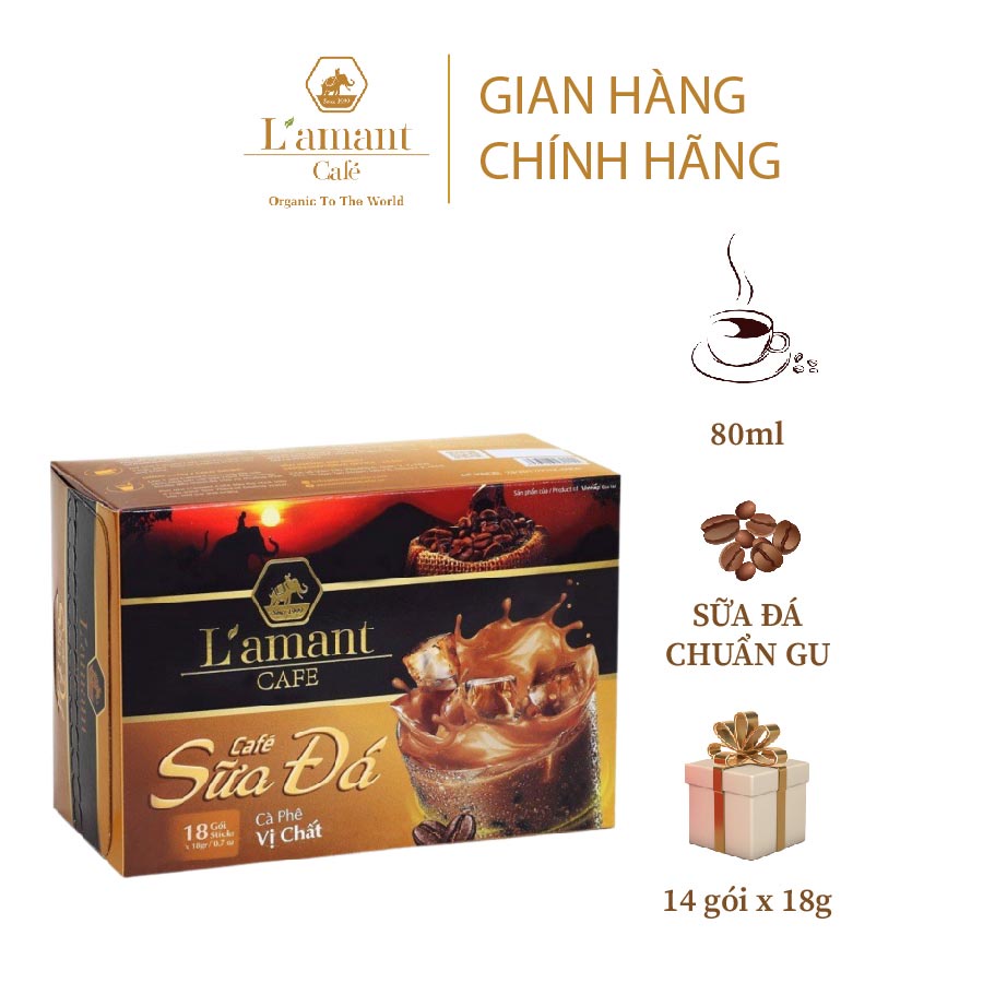 Cà phê hòa tan L'amant Sữa Đá Vị Chất thơm ngon (14 gói x 18gr)