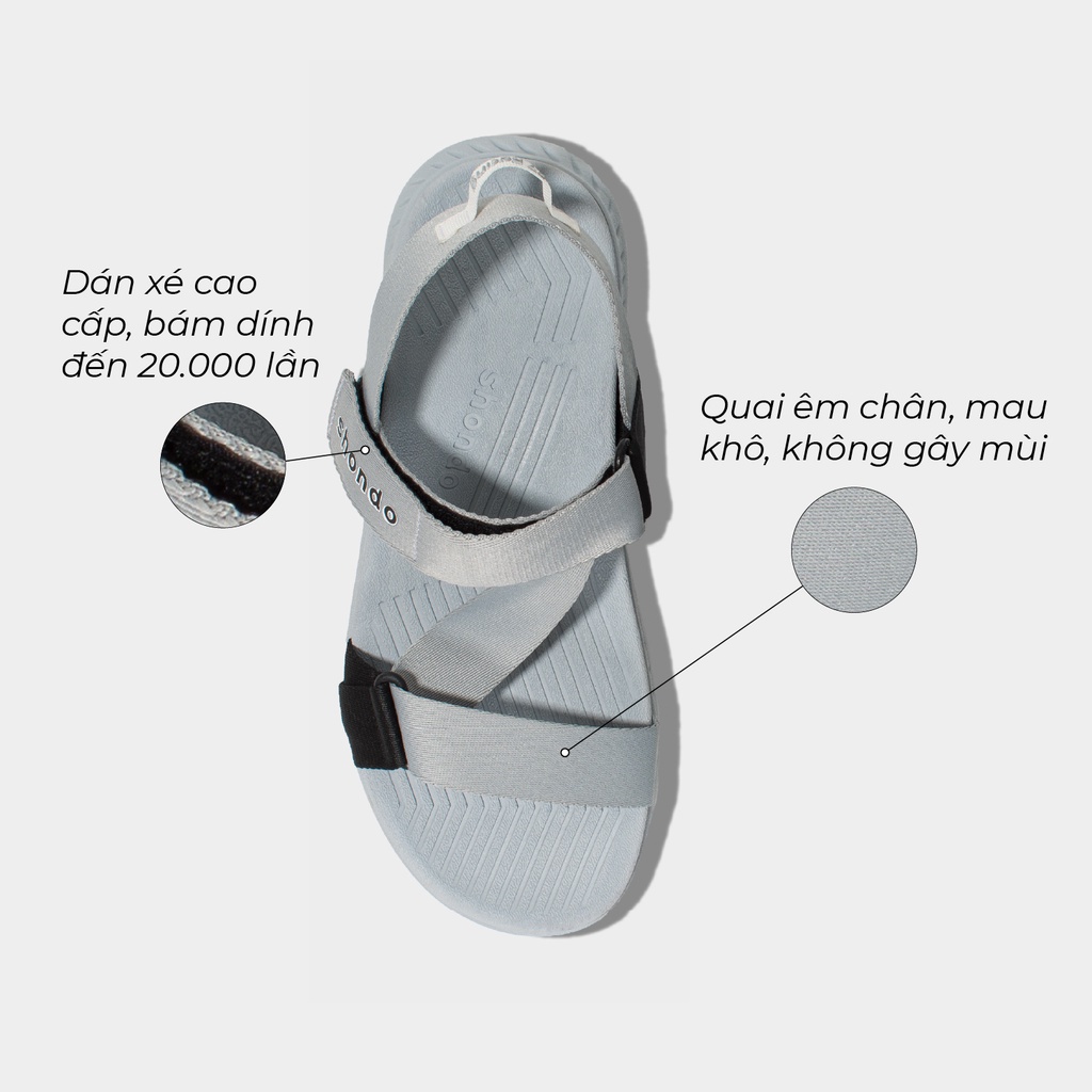 Giày Sandals Nam Nữ Shondo F7 Racing Xám Phối Đen F7R1020