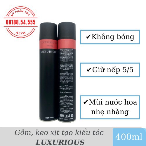 Gôm, keo xịt tóc LUXURIOUS 320ml tạo kiểu giữ nếp cho tóc. HÀNG CHÍNH HÃNG .