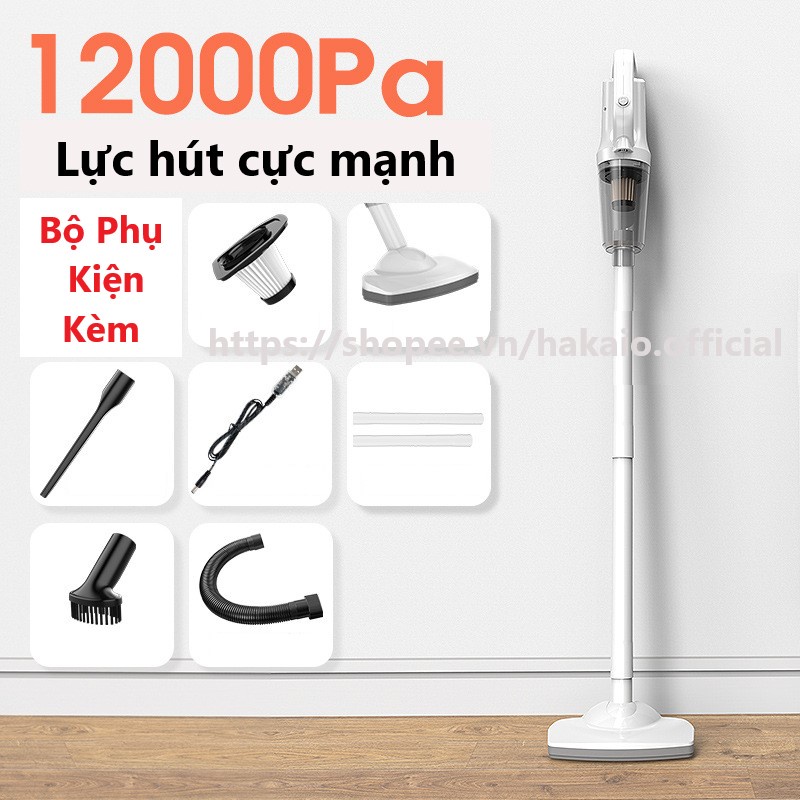 Máy hút bụi cầm tay HAKAIO ST 6010  hút bụi giường, ô tô không dây lực hút 12000PA hút liên tục 30 phút