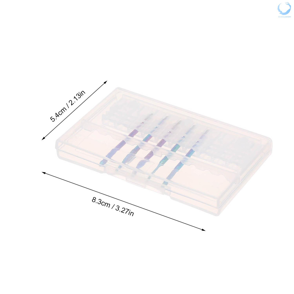BITS (Hàng Mới Về) Bộ 5 Mũi Khoan Móng Tay Bằng Nhựa Nhiều Màu Sắc Kèm Hộp Đựng