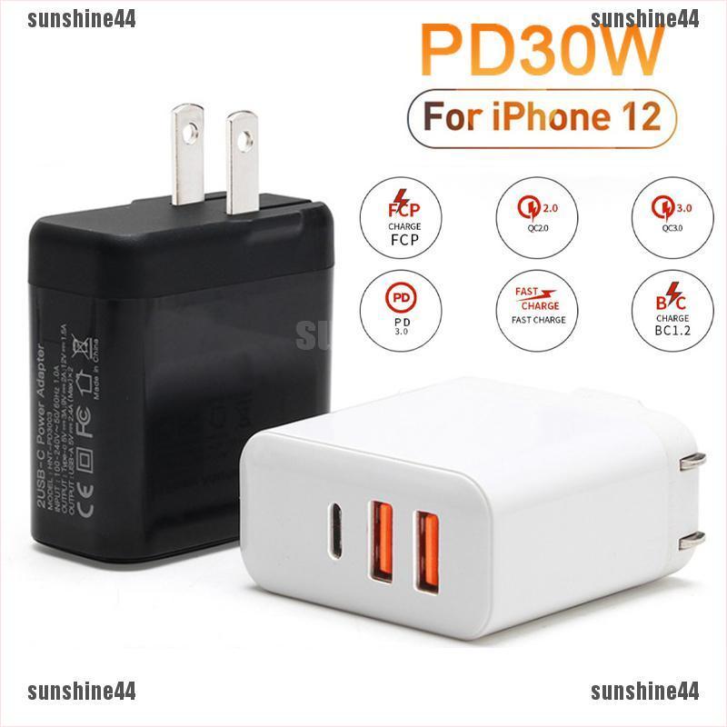Cục sạc nguồn USB loại C 3.0 PD 30W nhanh cho Iphone 12