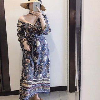 Đầm maxi hoạ tiết thổ cẩm