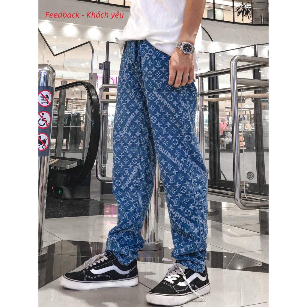 Quần Baggy jean LV-SPO, Ống Suông, Rộng Nam, nữ cá tính phối họa tiết, ❤️Ảnh thật❤️ Shop tự chụp, mẫu [Có sẵn] tại kho | BigBuy360 - bigbuy360.vn