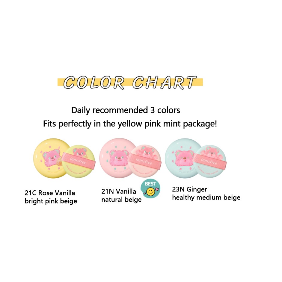 INNISFREE No Sebum Powder Cushion X Cafe Notted Edition 14g (Sản phẩm gốc) + 14g (Refill) | BigBuy360 - bigbuy360.vn