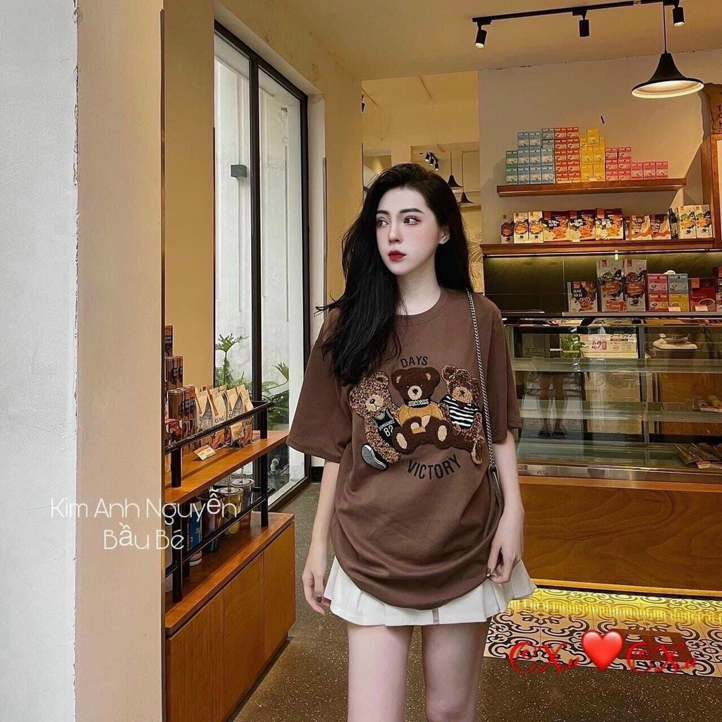 Áo Thun Hình Thêu Nổi Hình Gấu Victory Quảng Châu Cao Cấp - AT4