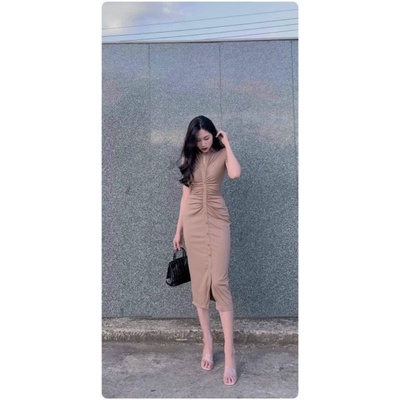 (SIÊU HACK DÁNG) ĐẦM BODY NÚT CỔ TRỤ BIGSIZE (58KG-85KG).