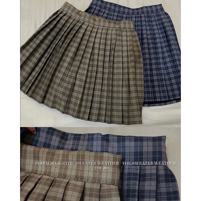(Ảnh thật) Chân váy tennis xếp ly nhỏ dáng ngắn kẻ caro 02 the.sweaterweather TSW | BigBuy360 - bigbuy360.vn