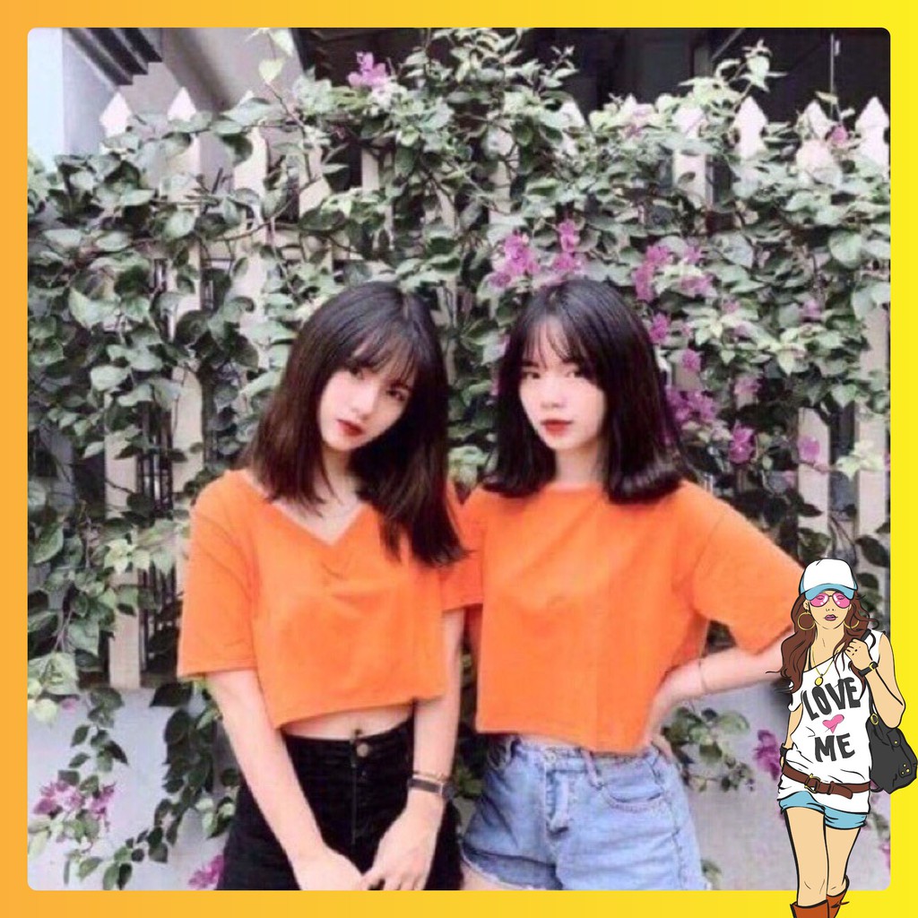 Áo Croptop 🎁Áo Thun nữ cổ tim 🎁Freesize-Form Rộng-Chất Liệu Tici Mềm Mại-Thoáng Mát cực kỳ xinh xắn Mã ACR02 | BigBuy360 - bigbuy360.vn