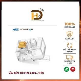 Đầu bấm cáp điện thoại RJ11 4Pin Commscope ( túi 100 đầu )