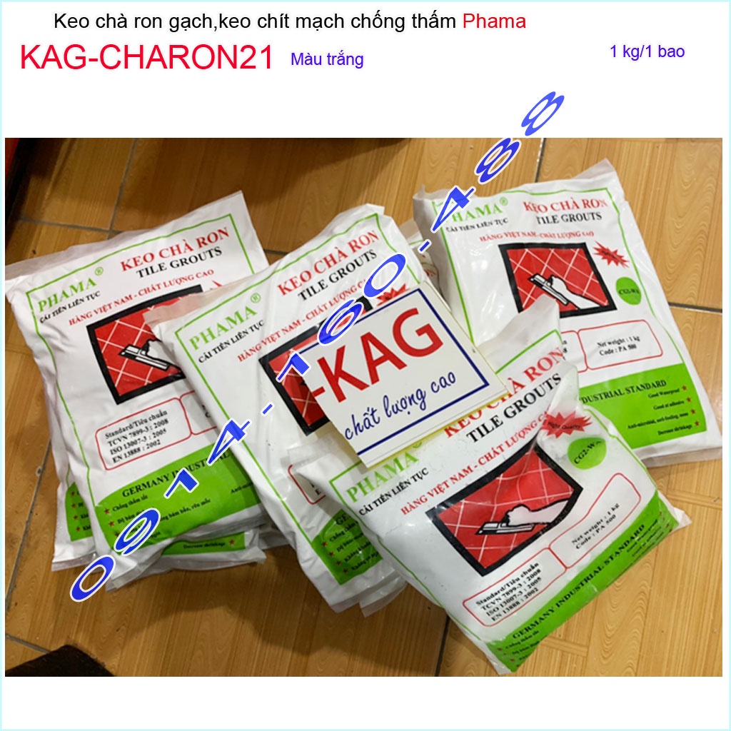 1Kg Keo chà ron phama trắng KAG-CHARON21, bột chít mạch khe ron gạch chống thấm-chống rêu mốc