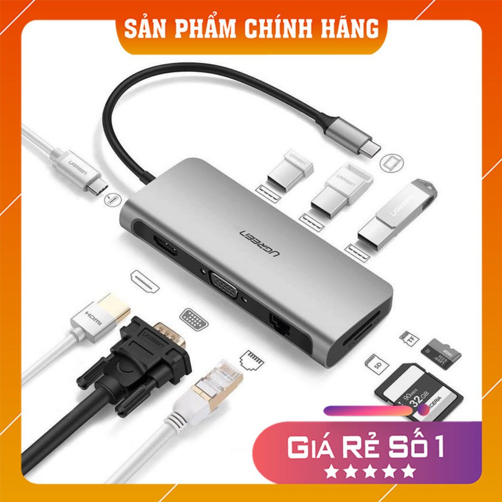 Cáp USB Type C Multifunction 9in1 UGREEN 40873 chính hãng