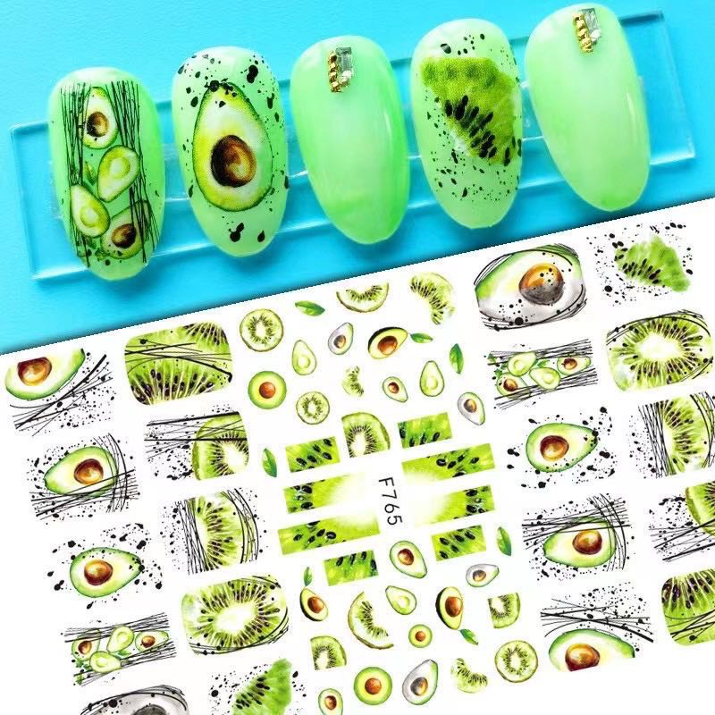 Hình dán móng tay - Sticker dán móng Quả bơ mới F765