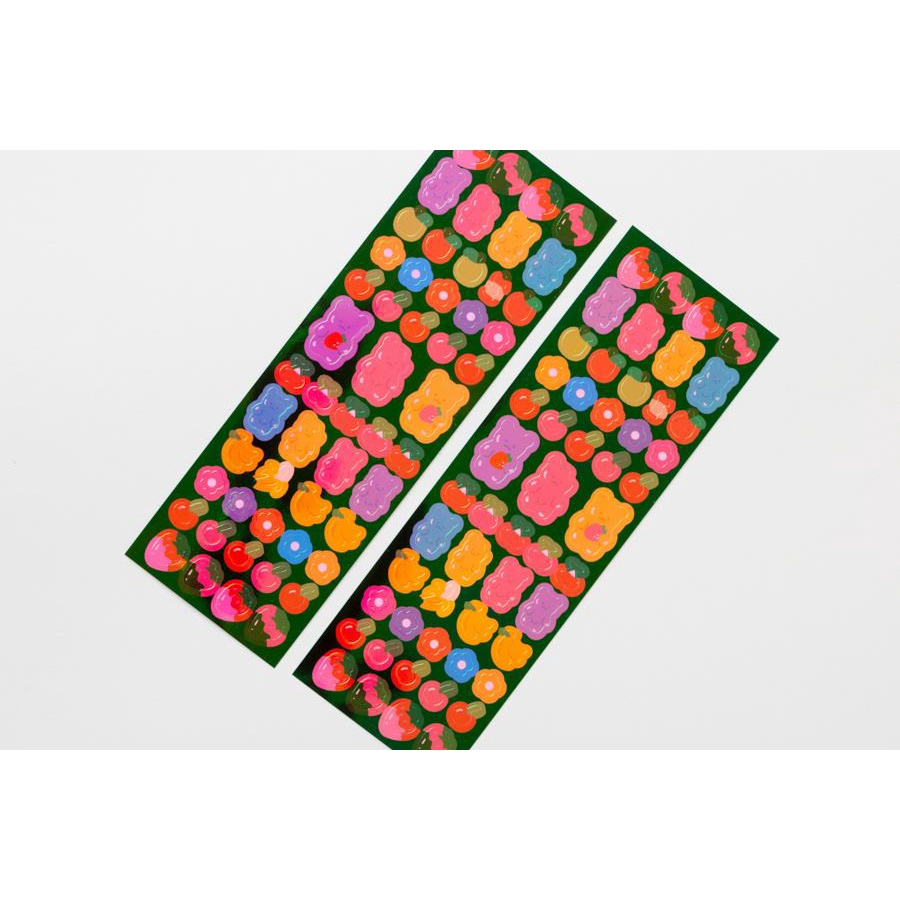 Set 2 Tấm Sticker ARTBOX Hàn Quốc Hình Gấu Gummy Và Trái Cây Phản Quang Xinh Xắn