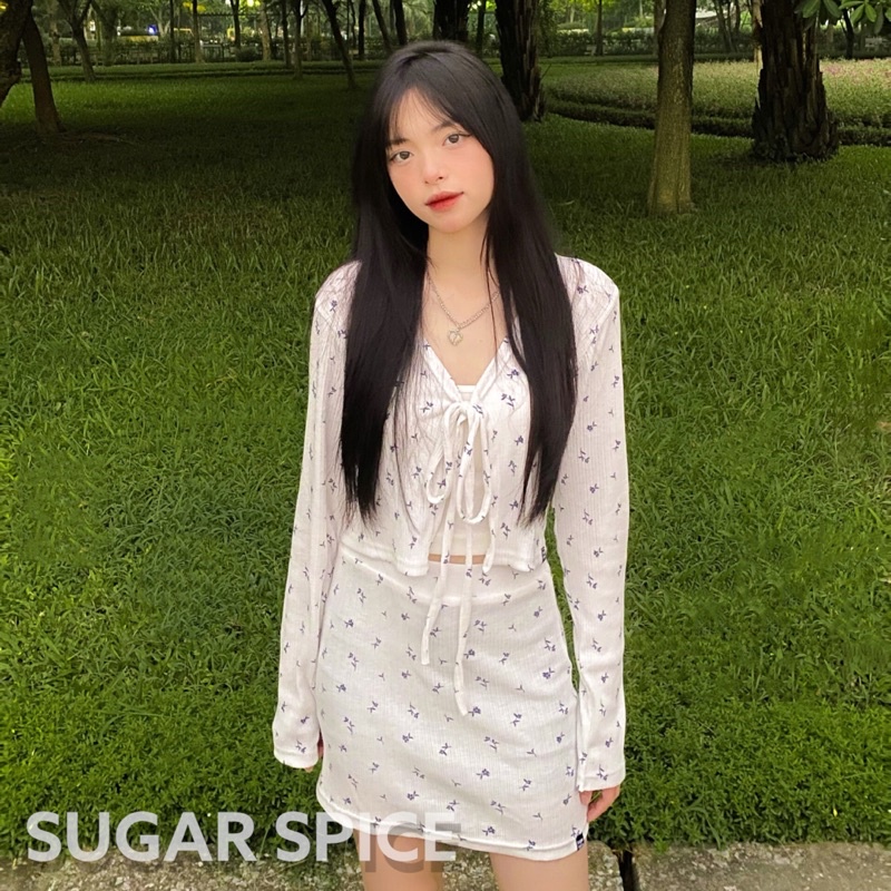 Set Áo Váy, Set Cardigan Váy Hoa Nhí Chất Vải Thun Mỏng SUGAR SPICE - Ginger Set