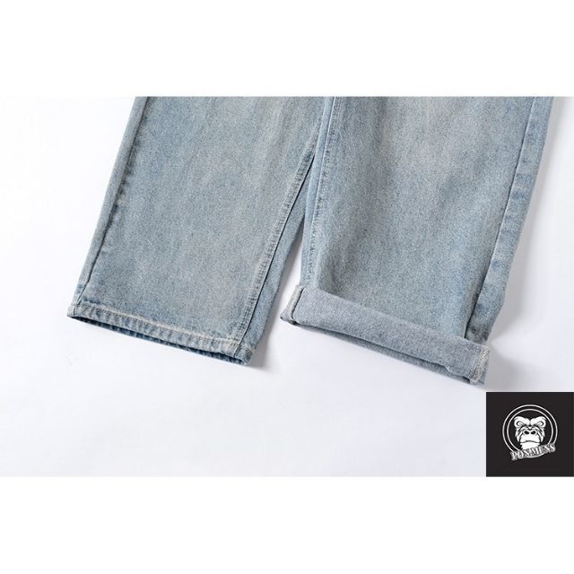 [size lớn] Quần jean nam ống rộng màu xanh ghi nhạt | BigBuy360 - bigbuy360.vn