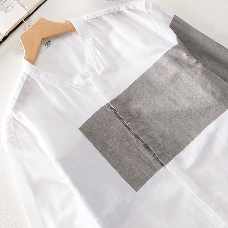 Áo Sơ Mi Tay Lửng Không Cổ Nhiều Màu Sắc Thời Trang Mùa Hè Dành Cho Nam