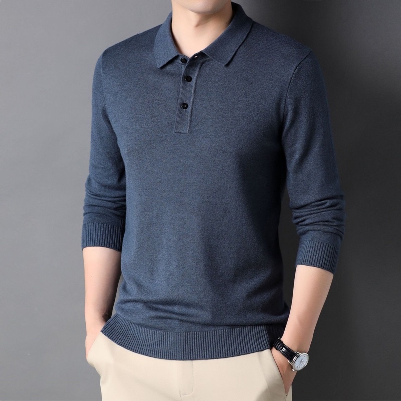 Áo polo nam dài tay lên dệt kim cao cấp- Đẳng cấp doanh nhân, phong cách lịch lãm.