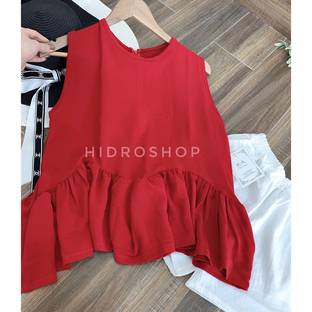 Set đũi áo đỏ bèo mix quần sooc trắng siêu xinh | BigBuy360 - bigbuy360.vn