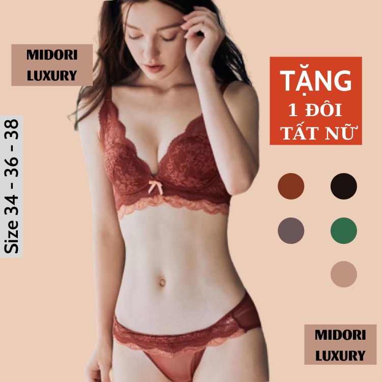 Áo lót ren không gọng Midori đệm êm nâng ngực nhẹ mút hơi cao cấp Mi128 | BigBuy360 - bigbuy360.vn