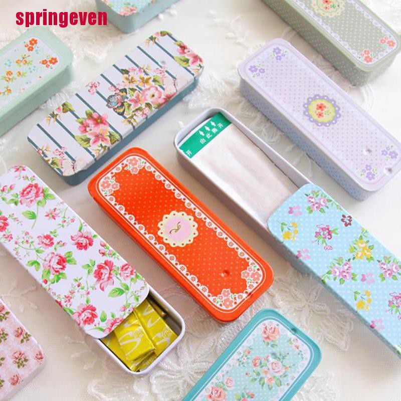 Hộp Thiếc Mini Có Nắp Trượt Hình Chữ Nhật Đựng Thuốc Tiện Dụng