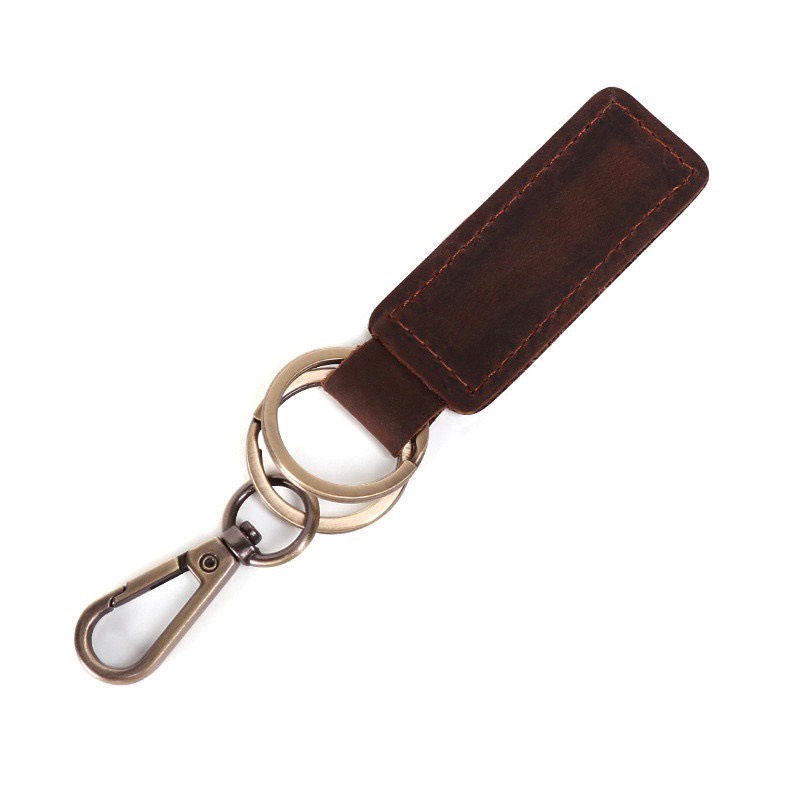 Móc chìa Khoá Da Bò Thật - Handmade 100% - Khoá Đồng _DN5022