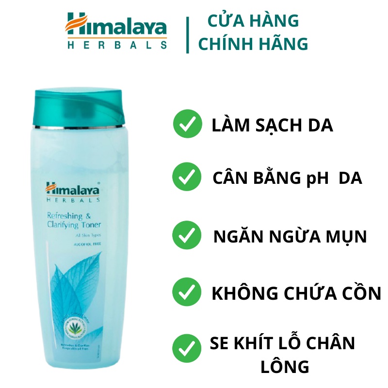 [Mã FMCG8 - 8% đơn 250K] Nước hoa hồng làm sạch mụn và cân bằng pH trên da Himalaya Refreshing &amp; Clarifying Toner 100ml