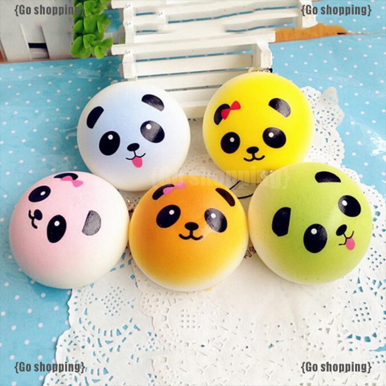 Móc khóa hình gấu Panda đáng yêu squishy mềm mại 4cm