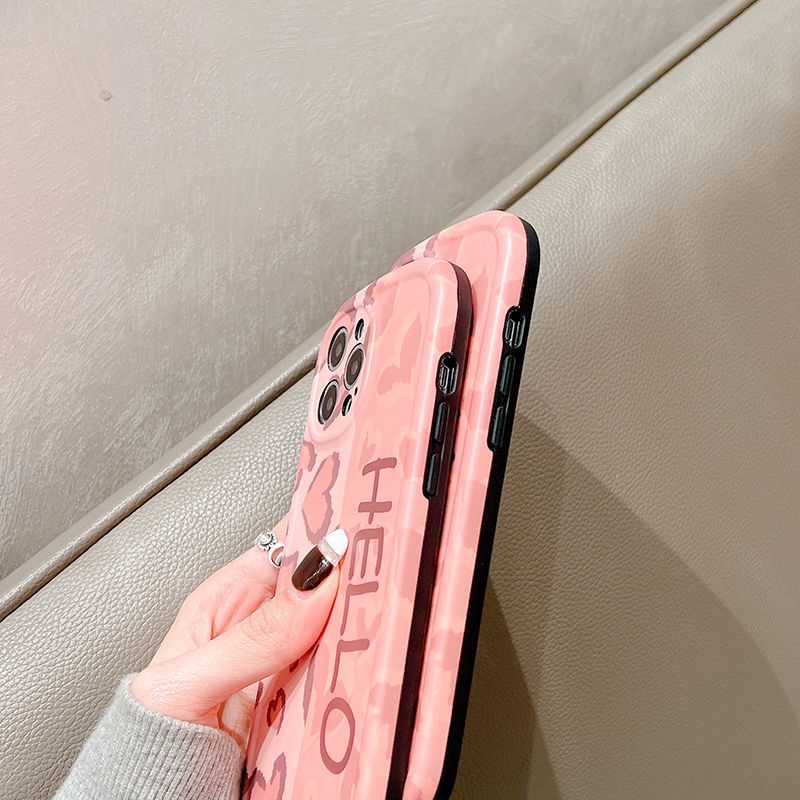 Ốp Điện Thoại Màu Hồng Dễ Thương Cho IPhone 12 13 11 Pro Max X Xs Max Xr 7 8 Plus Hsa1
