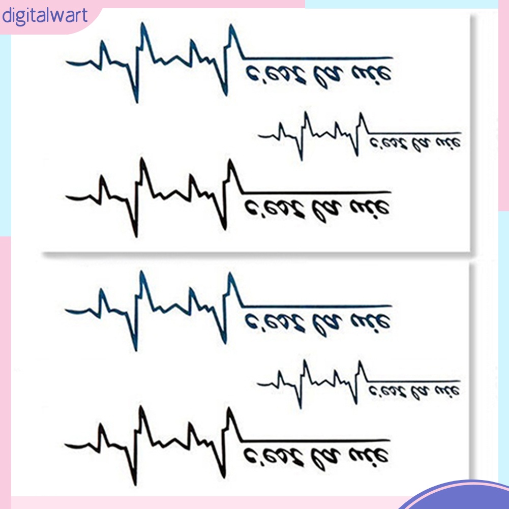 Bộ 2 nhãn dán hình xăm tạm thời họa tiết nhịp tim và chữ size 10.5cm*6cm