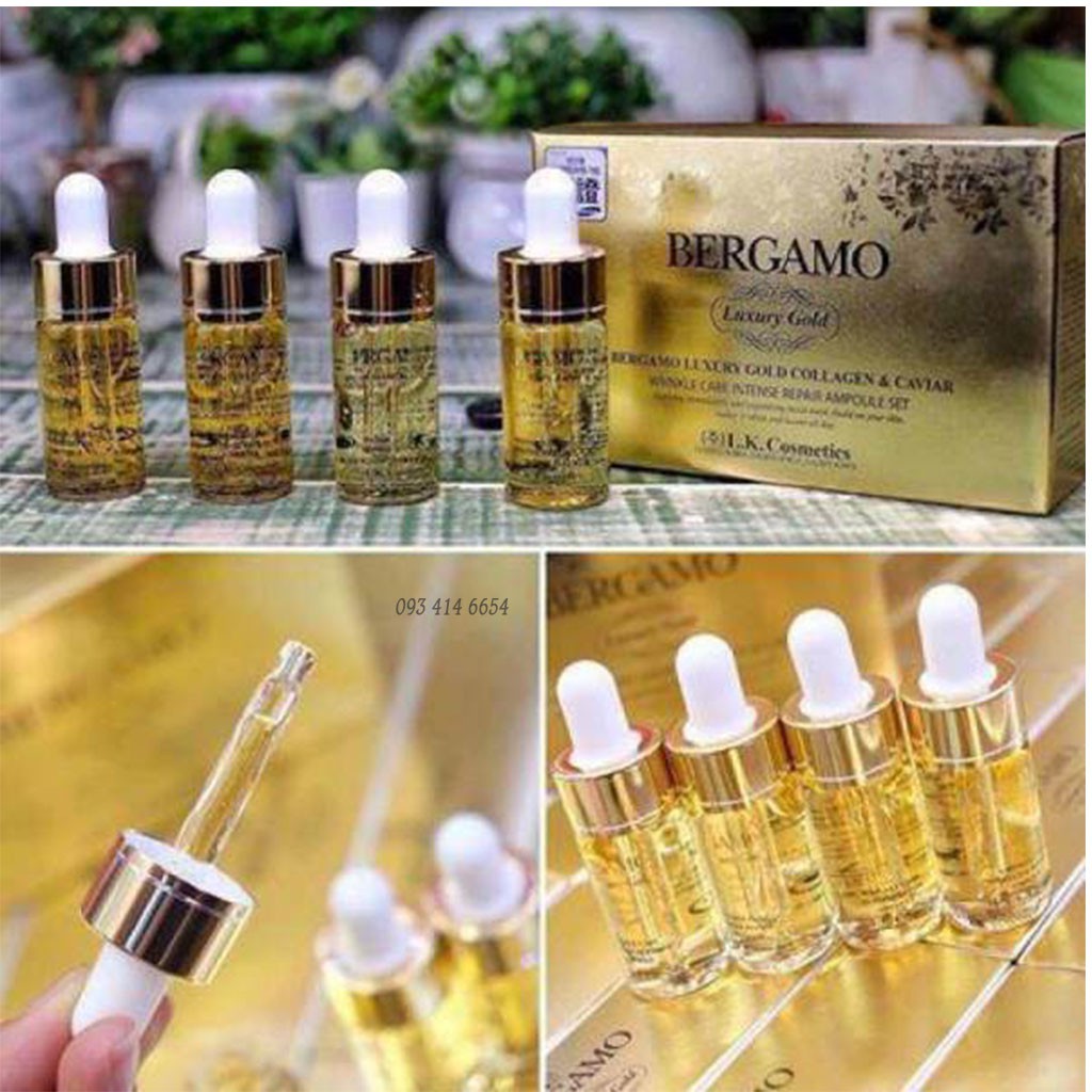 [Set 4] Serum Bergamo vàng Bergamo Luxury Gold Collagen & Caviar