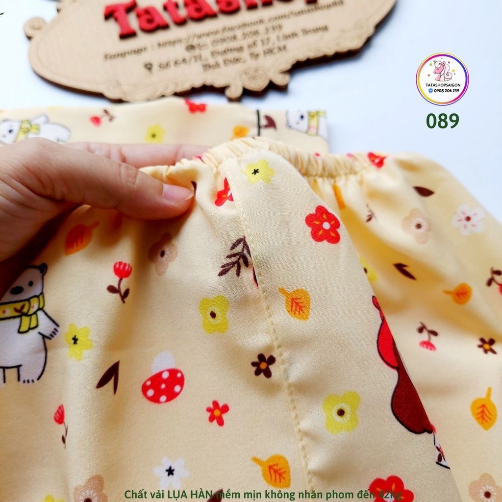 Bộ pijama lụa dài tay thu đông cho bé trai bé gái size đại chất lụa Hàn size đại 089