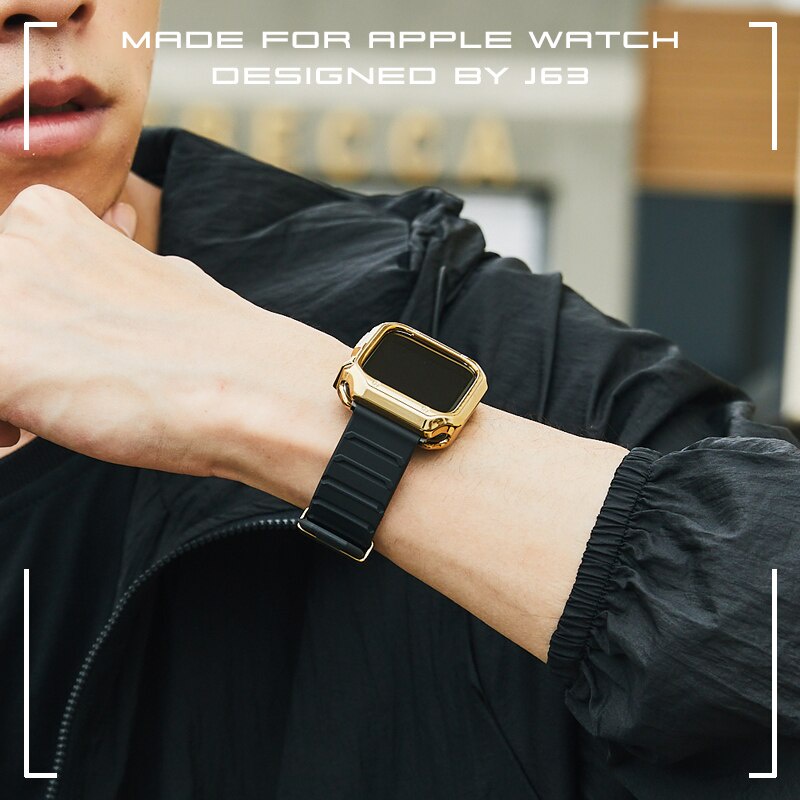 Ốp bảo vệ bằng TPU kèm dây đeo cao su mềm thích hợp cho Apple Watch 6 5 40mm 44mm 42mm / 38mm iWatch 5 4 3 6 SE