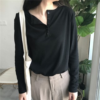 Áo dài tay có nút cổ ulzzang